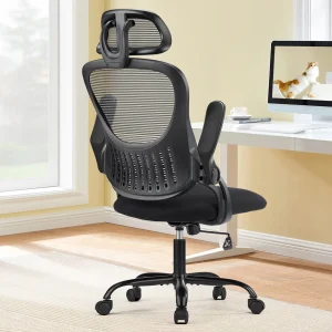 JHK Mesh Ergonomic Office Computer Desk Chair Flip-up Arms Adjustable Headrests Comfortable Lumbar Support For Home Office - AliExpress 1503 - Color : black - Ships From : United States
