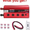 Cantonape 3000W Power Inverter 12V to 110V/120V DC to AC with LCD Display, Remote Control, 4 AC Outlets & 4 USB Ports for Car, RV, Boat & Solar Systems-Free Shipping to Jamaica/No Import Charges!!!