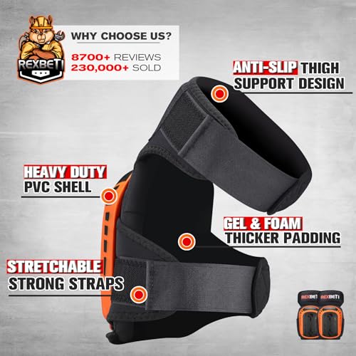 REXBETI Heavy Duty Knee Pads for Work & Construction, Anti-Slip Foam Gel Knee Protection with Strong Straps for Gardening, Flooring & Cleaning-Free Shipping to Jamaica/No Import Charges!!!