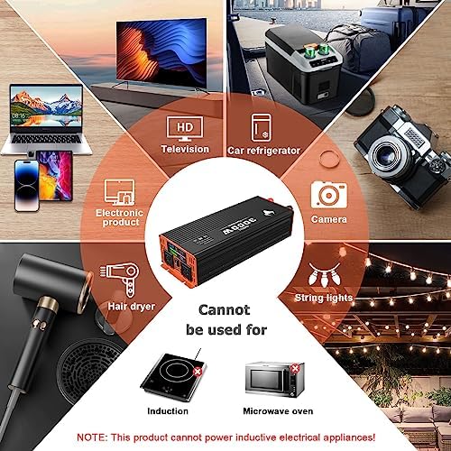 TOPBULL 3000W Power Inverter (6000W Peak) | 12V DC to 110V AC Converter with LED Display, Dual AC Outlets, USB Port | Car, RV & Home Backup Power | Free Shipping to Jamaica / No Import Charges