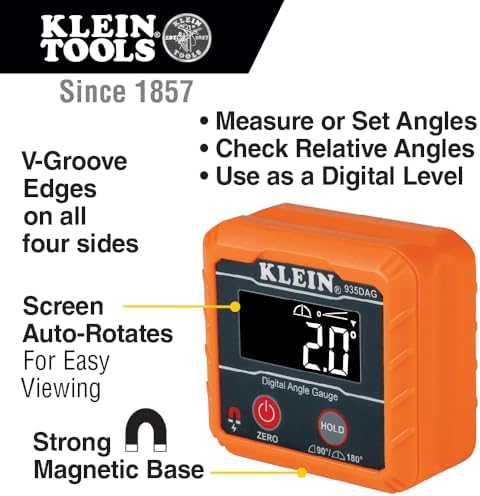 Klein Tools 935DAG Digital Angle Gauge & Electronic Level, 0–90° and 0–180° Measurement Ranges-Techvett-Free Shipping