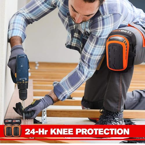 REXBETI Heavy Duty Knee Pads for Work & Construction, Anti-Slip Foam Gel Knee Protection with Strong Straps for Gardening, Flooring & Cleaning-Free Shipping to Jamaica/No Import Charges!!!