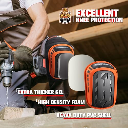 REXBETI Heavy Duty Knee Pads for Work & Construction, Anti-Slip Foam Gel Knee Protection with Strong Straps for Gardening, Flooring & Cleaning-Free Shipping to Jamaica/No Import Charges!!!