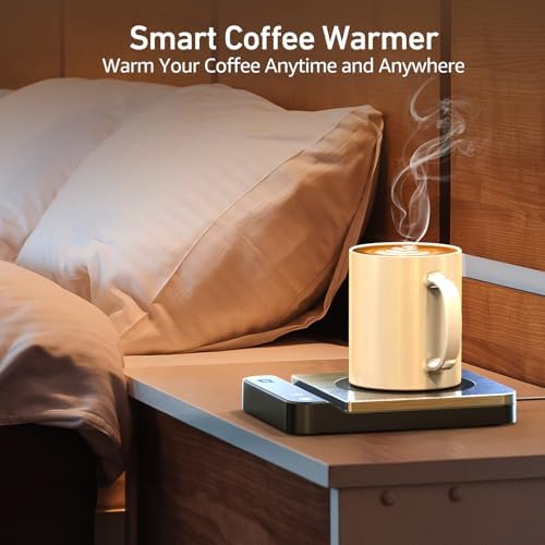 Electric Coffee Mug Warmer with Digital Display, 3-Temp Settings, 2–12H Timer, 304 Stainless Steel Desk Cup Warmer --Techvett-Free Shipping